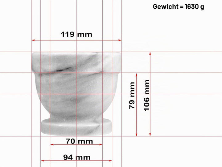 Home Mörser mit Stössel, Marmor, Weiss/Grau, 12 cm