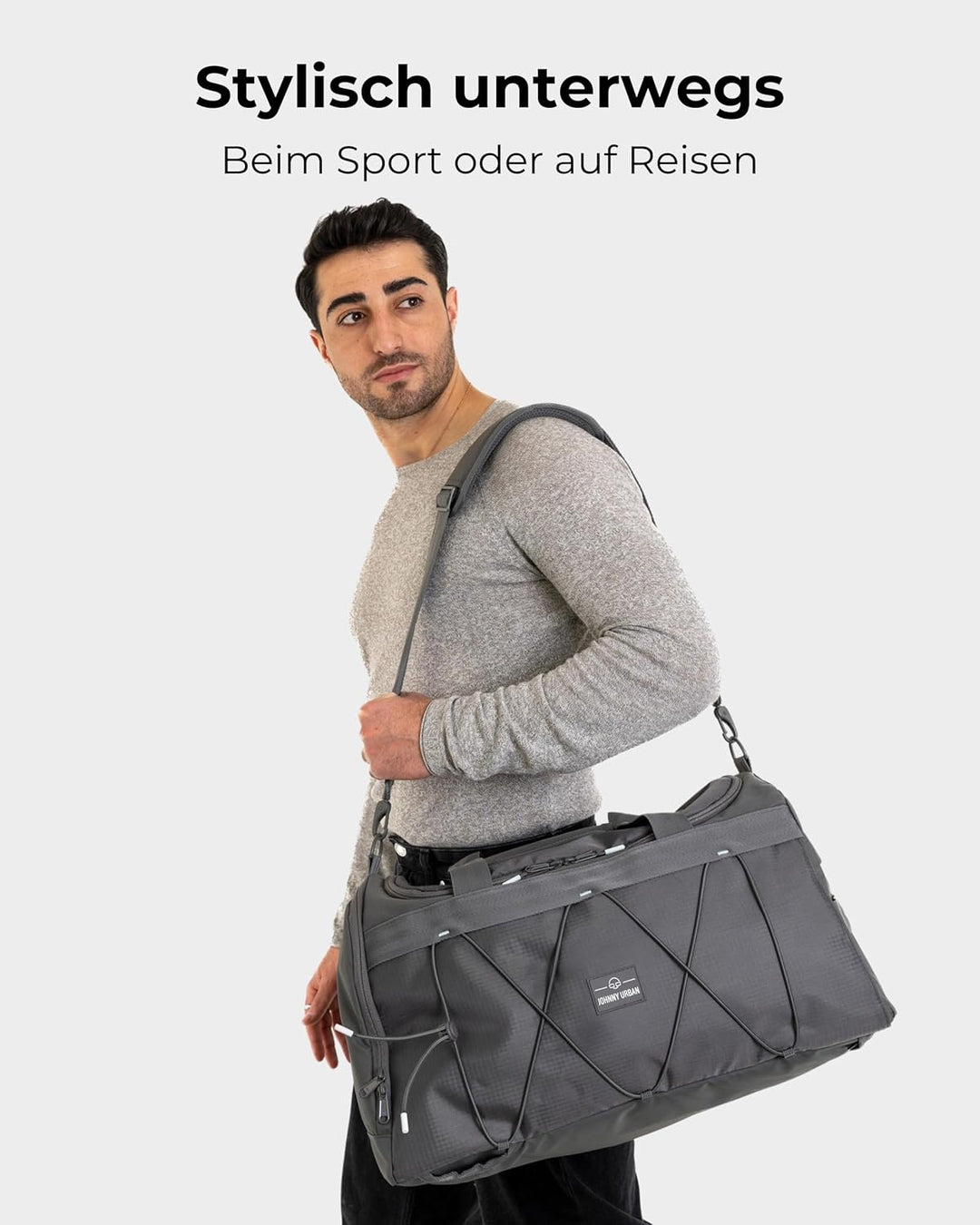 Johnny Urban Sporttasche Herren & Damen Grau - Shawn - 2 in 1 Tasche mit Rucksackfunktion für Reise