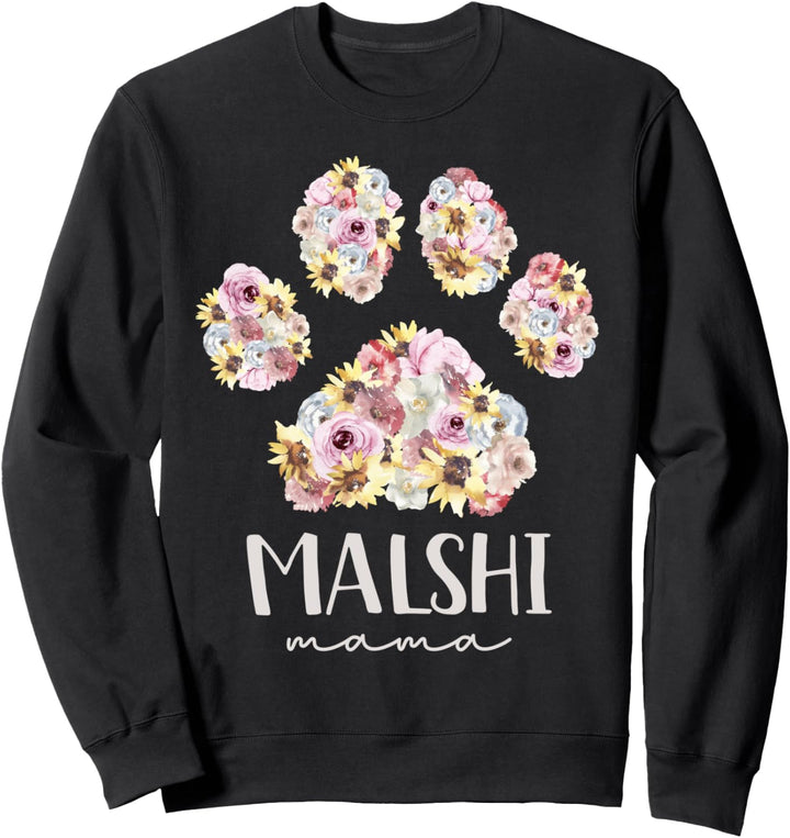 Malshi Mama Malteser Shih Tzu Hundemütter mit floralem Pfotenabdruck Sweatshirt