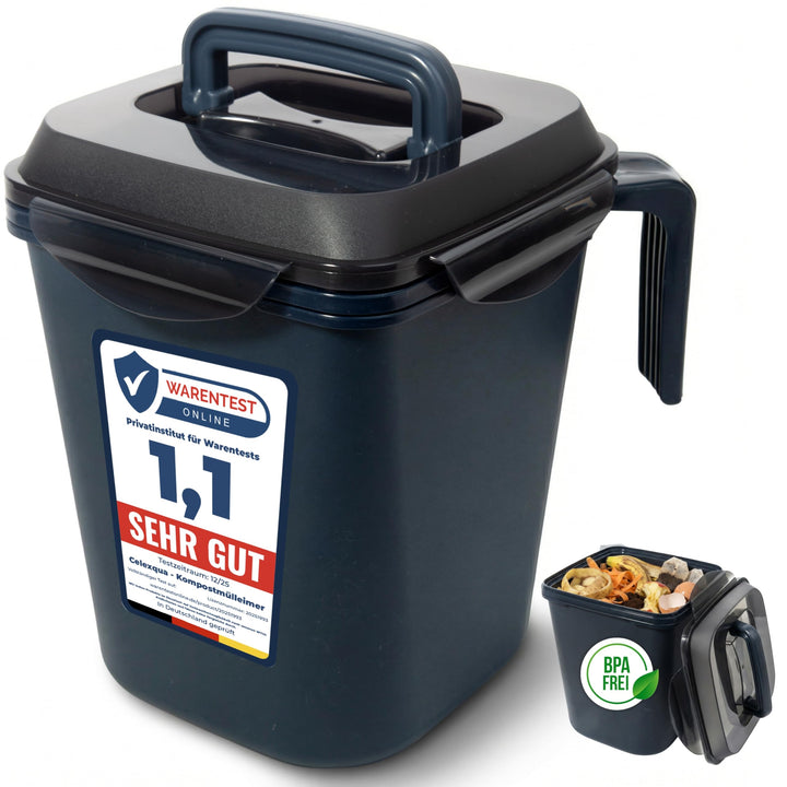 Biomülleimer Küche 5L – Geruchsdicht mit Gummidichtung – Komposteimer spülmaschinengeeignet & BPA-fr