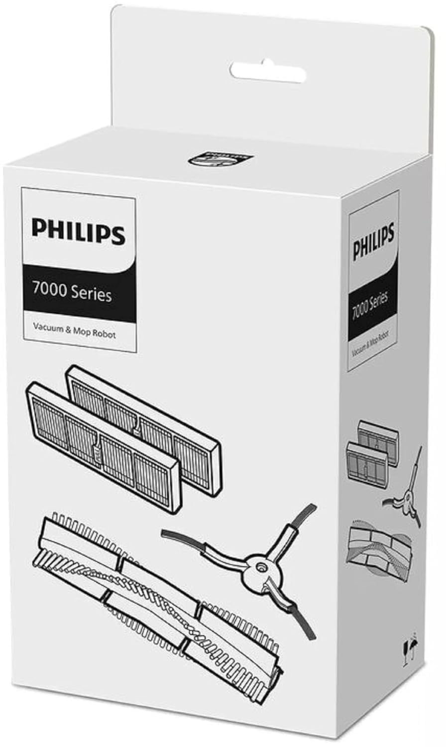 PHILIPS Homerun 7000 Saug- und Wischroboter Ersatzteilset. 2 Abwaschbare Filter, 1 Kehrwalze und 1 S