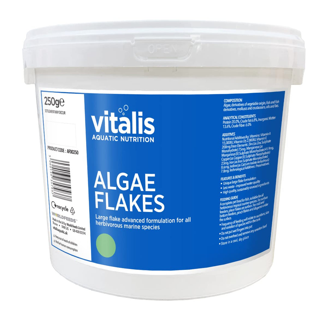 Vitalis Algae Flakes Fischfutter Aquarium Fischfutter Aquarium Flakes für pflanzenfressende Meeresti
