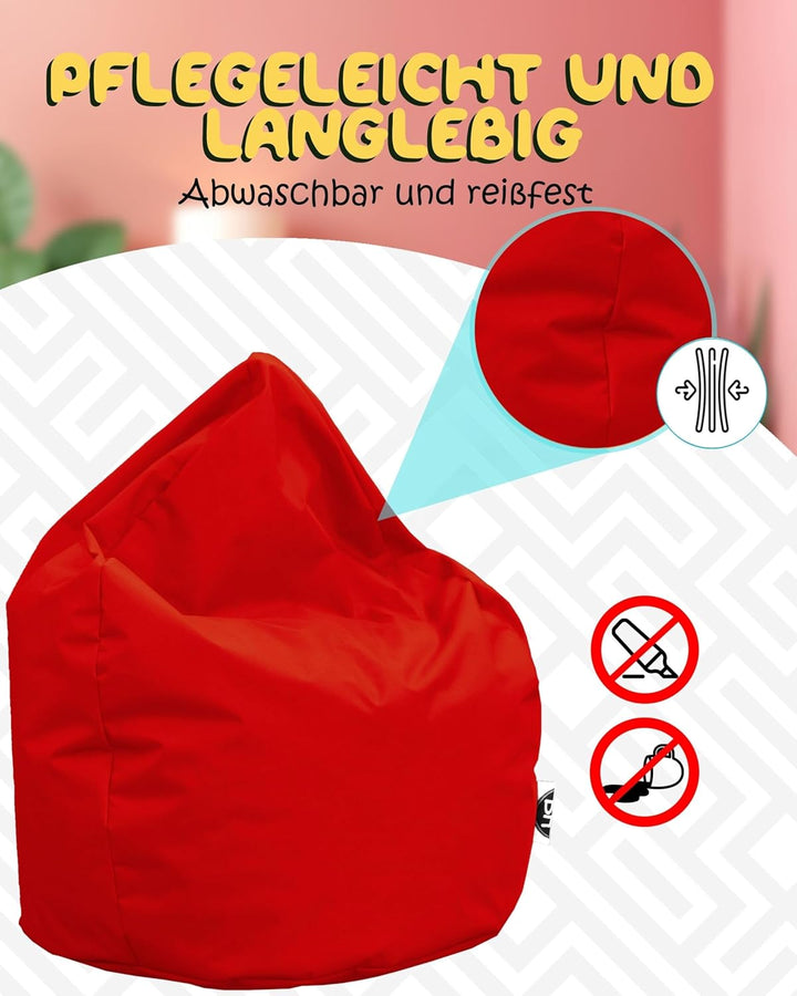 PATCH HOME Patchhome Sitzsack Tropfenform mit Reissverschluss Nachfüllbar - für In &amp; Outdoor - mit S