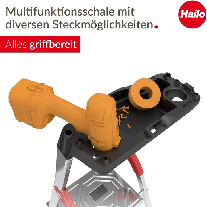 Hailo Multifunktions-Schale mit Steckmöglichkeiten für Haushaltsleitern - kompatibel mit XXL Garden