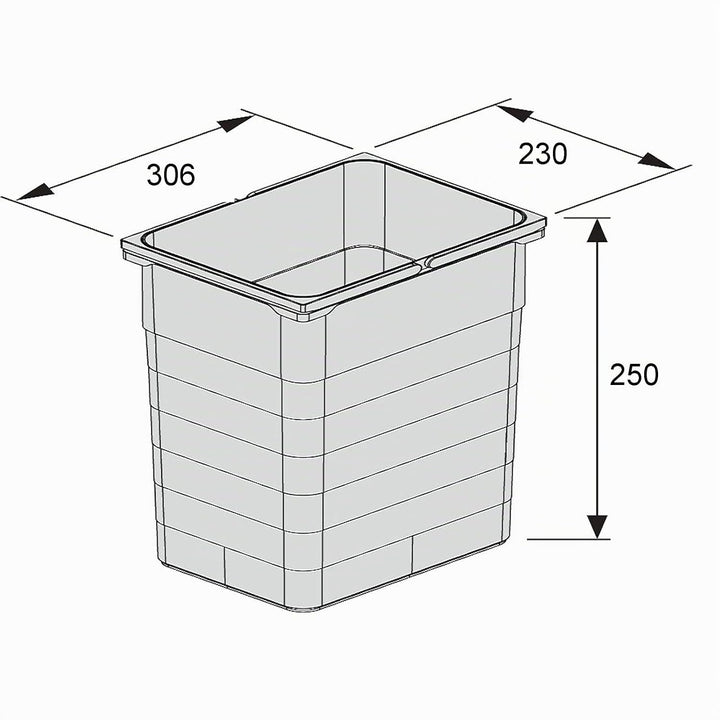 SOTECH Ninka Abfalltrennsystem eins2vier KB 600 mm, Seitenstärke 16 mm Höhe 250 mm 2x 7L, 2x 15L, 1x