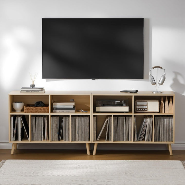 Plattenspieler-Ständer mit Schallplattenaufbewahrung, Vinyl-Plattenregal mit Präsentationsfläche, Sc