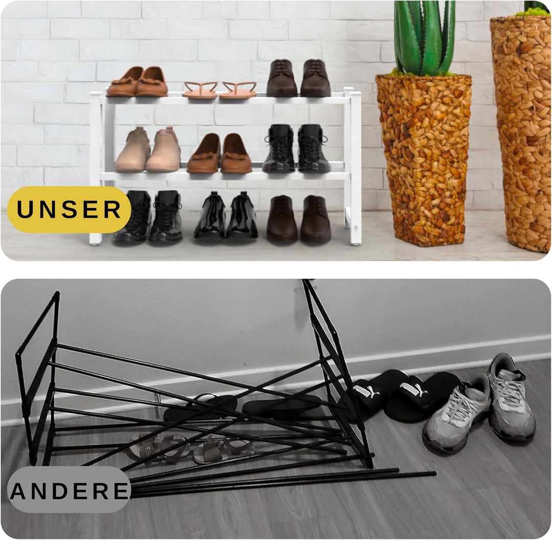 Ausziehbar Schuhregal mit 2 Etagen, Metall-Schuhständer Schmal Kleines Schuhregal, Robustes Design,