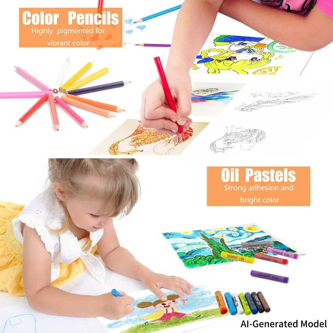 KINSPORY Premium Malkoffer Deluxe 278-teilig Malset für Kinder Anfänger Tolles Buntstifte Set, Wasse
