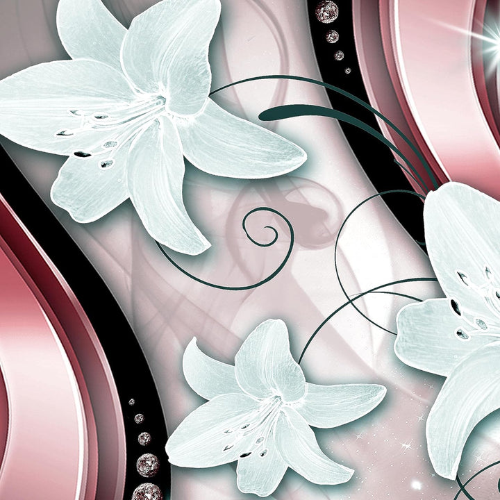 Runa Art Wandbilder Blumen Lilien 5 Teilig Bild auf Vlies Leinwand Deko Wohnzimmer Abstrakt Rosa Sch