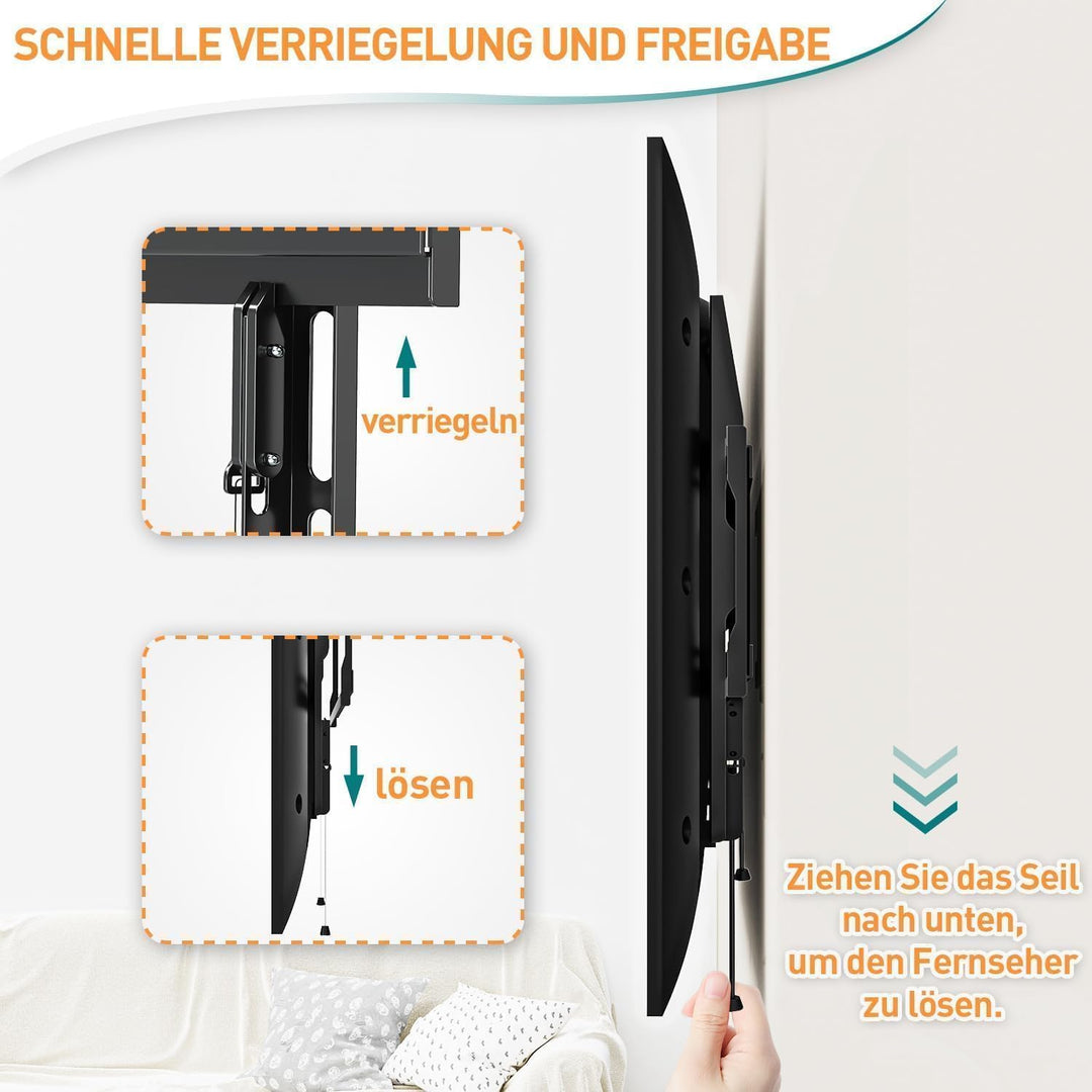 ELIVED Feste TV Wandhalterung für die meisten 26-60 Zoll Flach & Curved Fernseher, Ultra Slim TV Hal