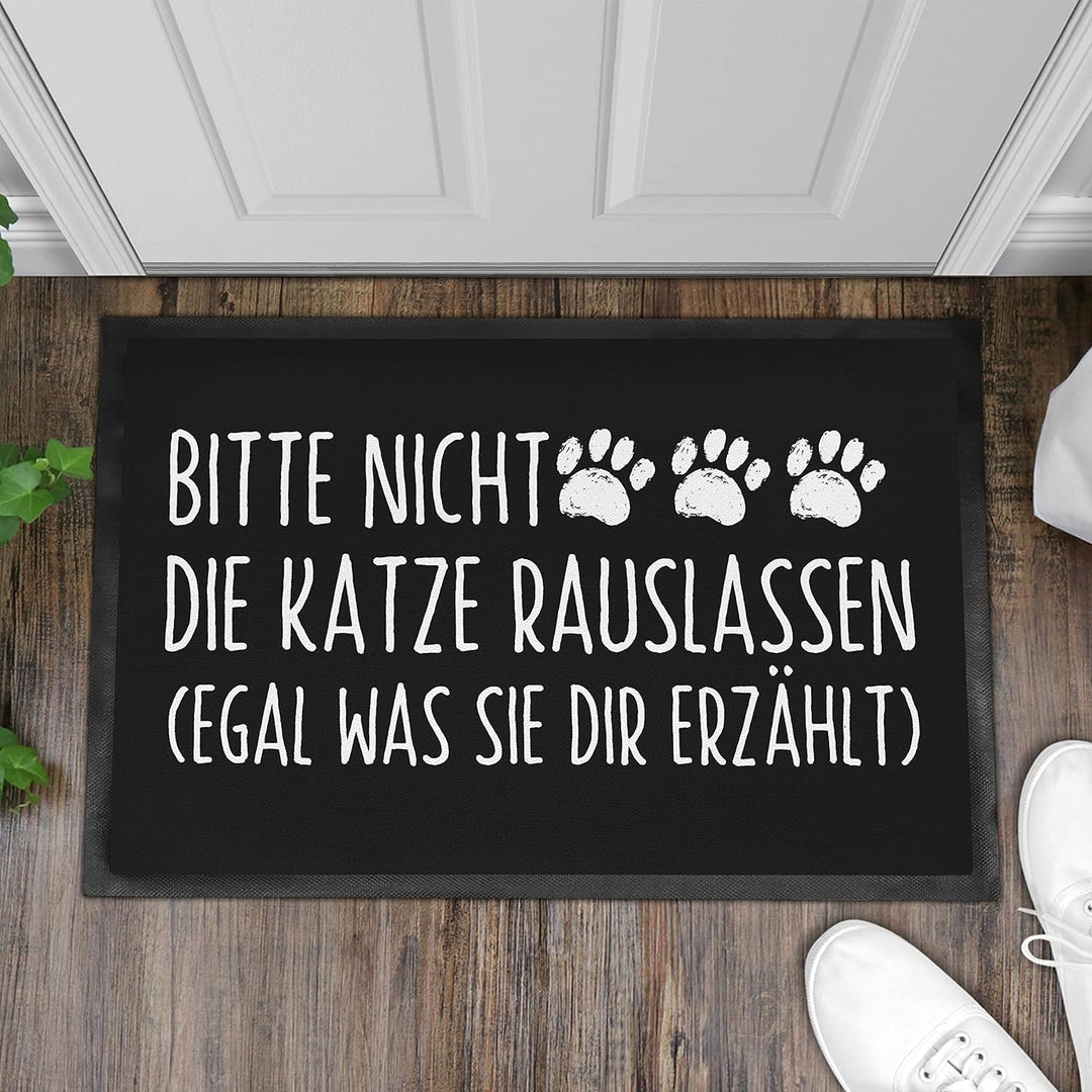 Trendation - Lustige Katzen Fussmatte Bitte Nicht Die Katze Rauslassen Spruch Katzenbesitzer Fussmat