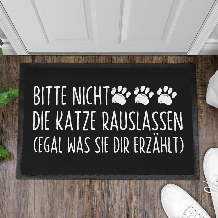 Trendation - Lustige Katzen Fussmatte Bitte Nicht Die Katze Rauslassen Spruch Katzenbesitzer Fussmat