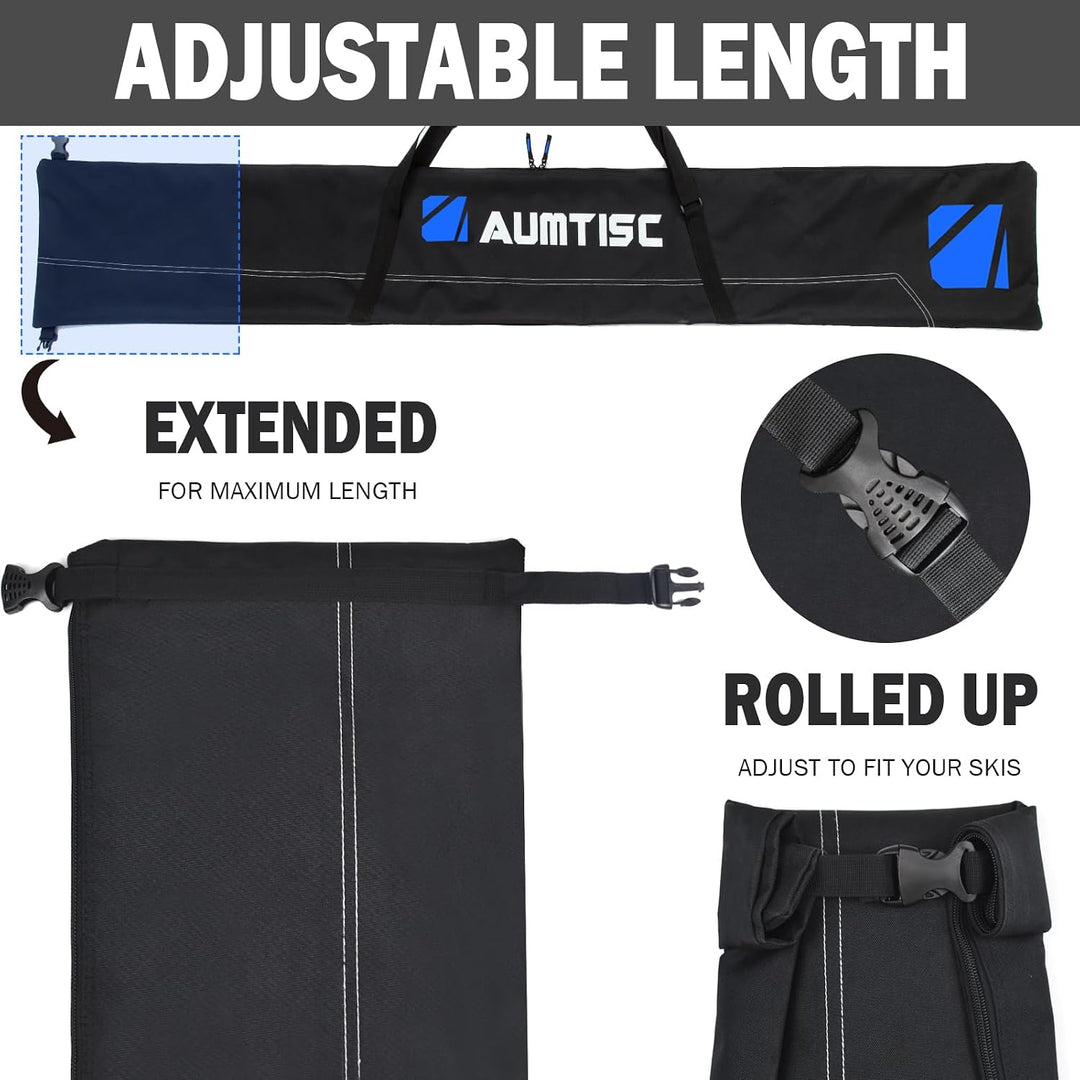 AUMTISC Skitasche Set Skisack &amp;Skischuhtasche Längenverstellbare Bis 200 cm für 1 Paar Ski &amp; Skischu