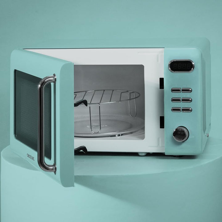 Cecotec Digitaler Mikrowellenherd mit Grill Proclean 5110 Retro Blue, 20L, 700W, 5 Stufen, 60 Min Ti