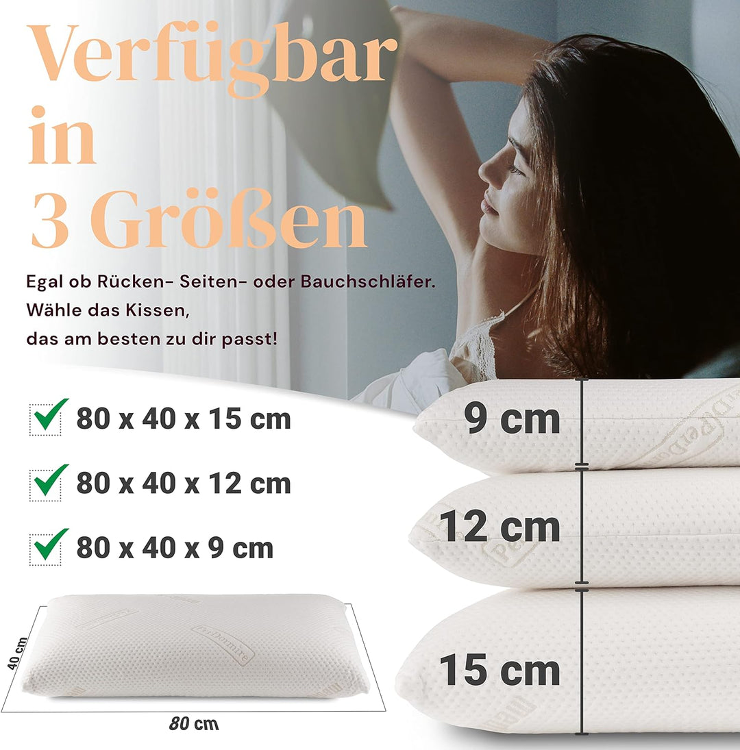 Salosan® Orthopädisches Kopfkissen Viscokissen 80 x 40 X 12 cm - Nackenkissen - Visco Memory Schaum