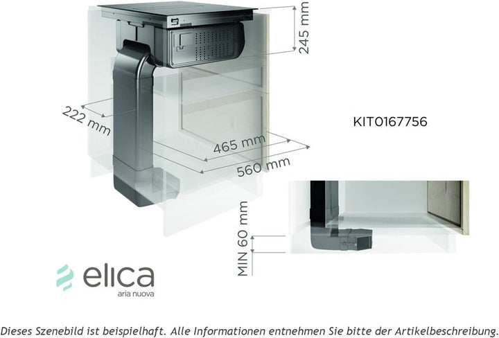 Elica KIT0167756, Abluft-Montageset für Umluftbetrieb (Unterbauabluft), Black