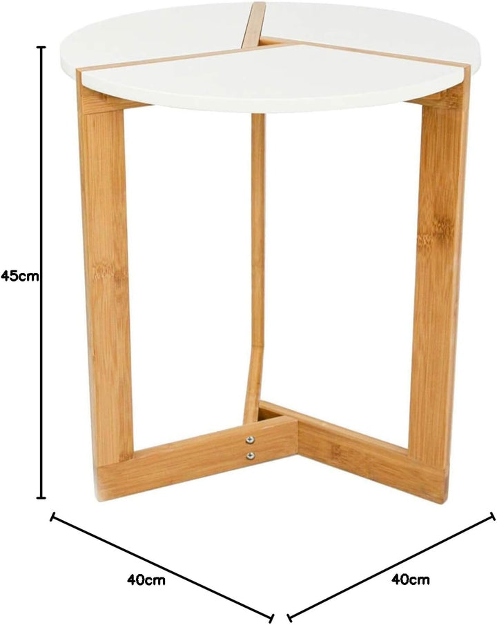 DuneDesign Nordic Style Beistelltisch - 40 x 45 cm Holz Tisch Rund - Couchtisch Nachttisch Weiss