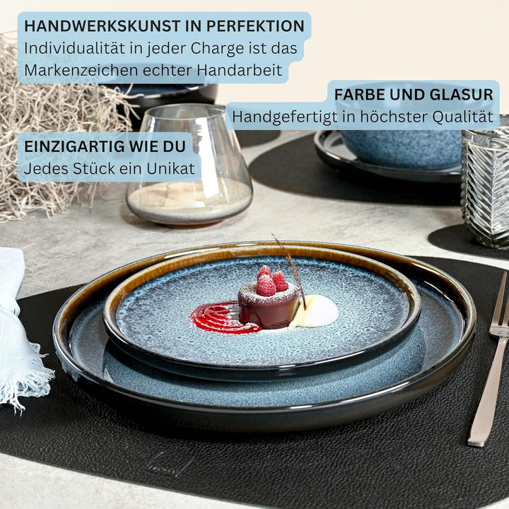 Sänger Osaka | Dessertteller 6 teilig, Steingut Teller Set 6 Personen, Kuchenteller spülmaschinenfes