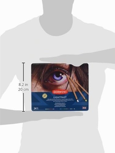 Derwent Lightfast Buntstifte, 24 Stück im Metalletui, 4 mm Runder Kern in Premium-Stärke, Cremige Te
