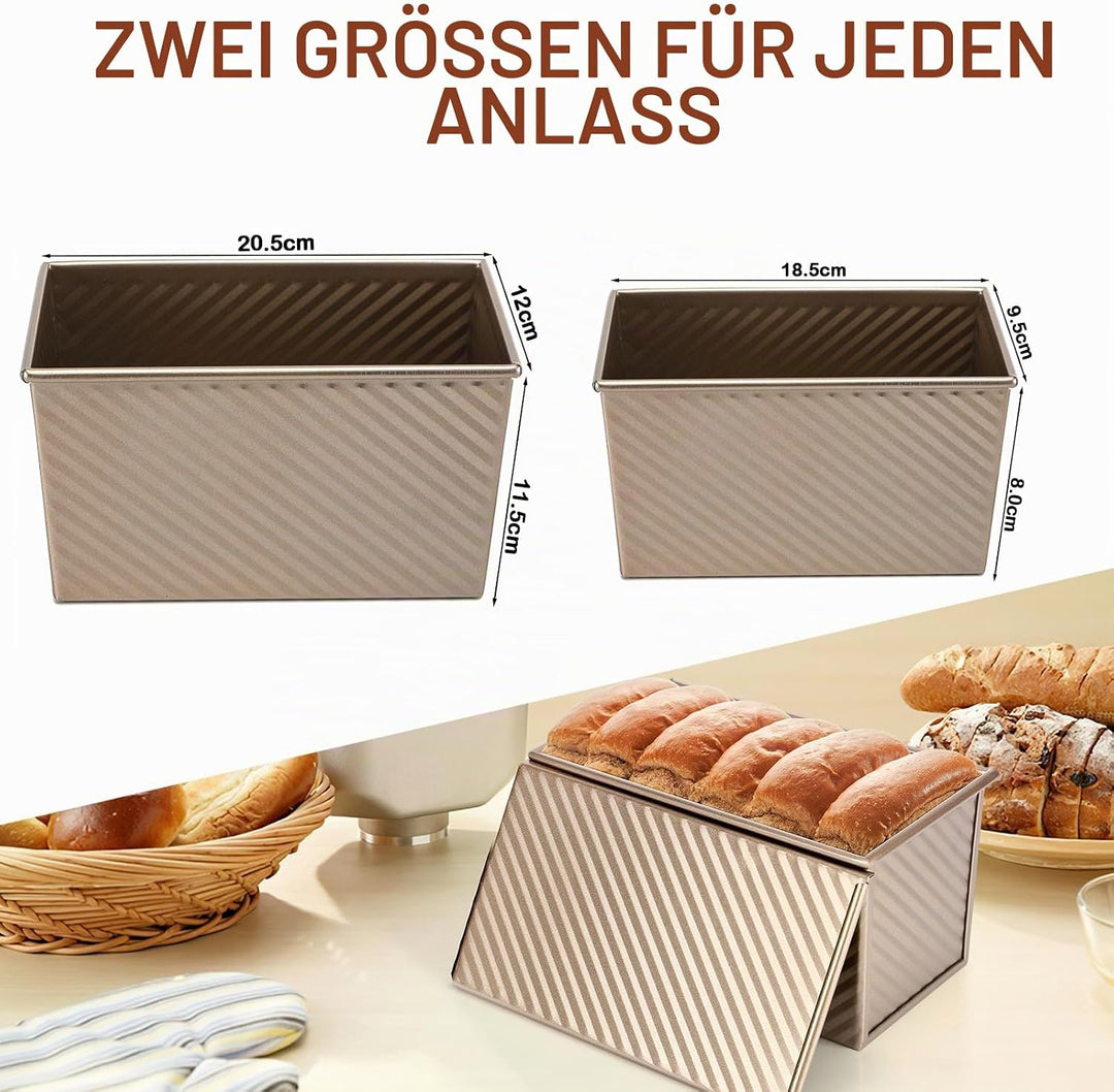2PCS Antihaft Brot Toastform mit Deckel, Brot Toastform Laib Pfanne Brotbackform Kastenform mit Deck