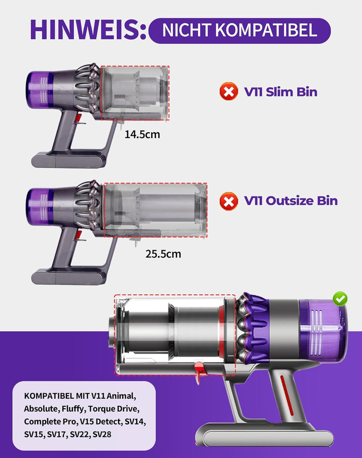 Staubbehälter für Dyson V15 V11 Ersatzteile für Dyson Staubsauger Zubehör Auffangbehälter SV14 SV15