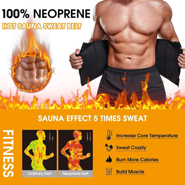 KUMAYES Bauchweggürtel Fitnessgürtel Herren bauchtrainer Neopren Sauna Taille Trimmer Schwitzgürtel
