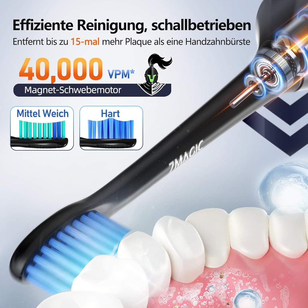 Elektrische Zahnbürste, Schallzahnbürste, Leise Zahnbürste Elektrisch mit 3 Intensitäten Und 5 Modi,