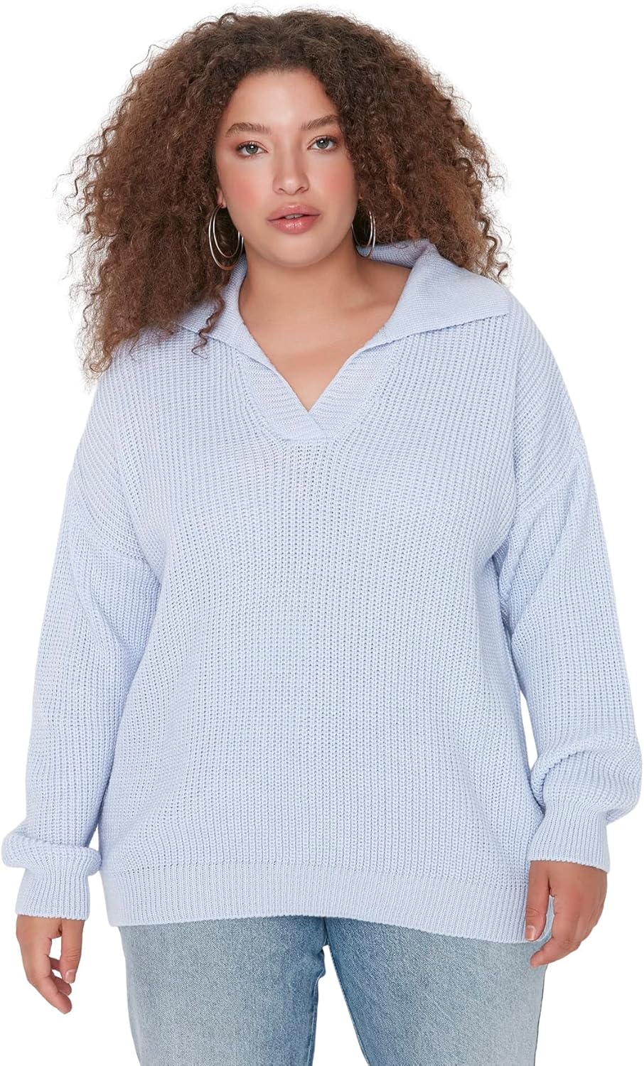 TRENDYOL Damen Pullover mit Rollkragen, Einfarbig, Regulär, Übergrösse Sweatshirt XL Lila, XL Lila