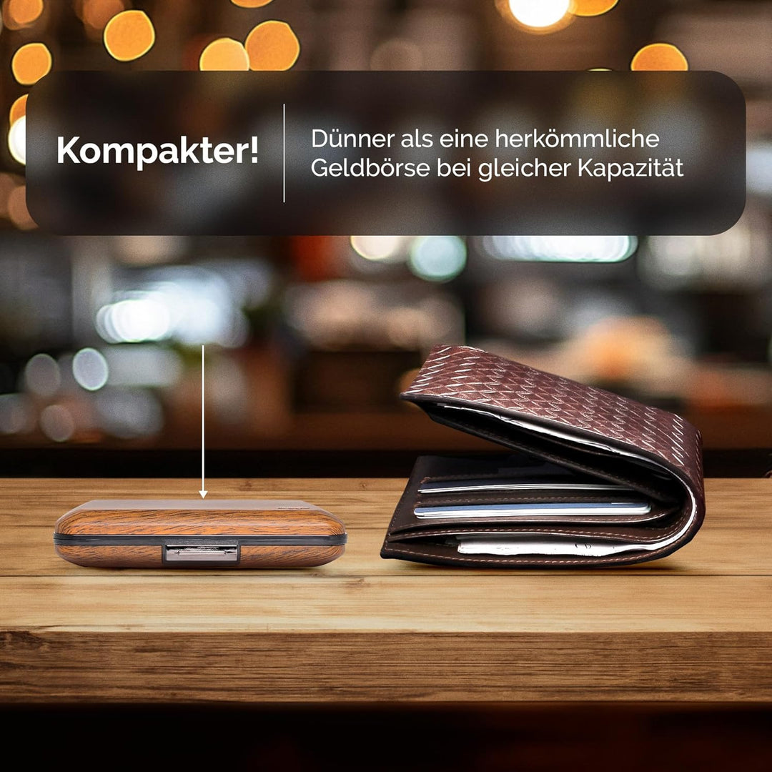 OGON Aluminium Geldbörse Smart Case V2 - Einfache Lagerung - Metallverschluss - Kartenetui mit RFID-
