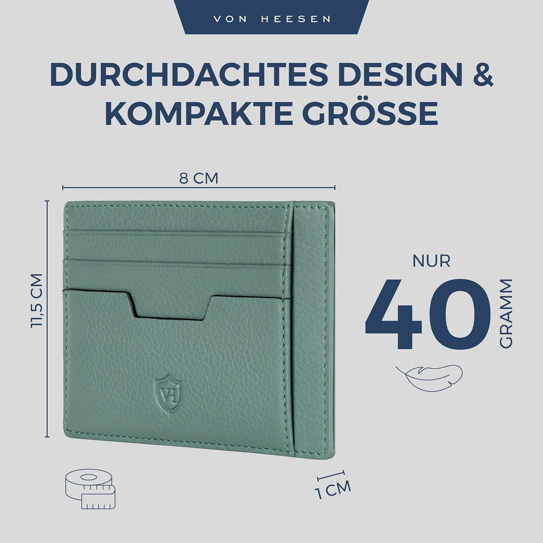 VON HEESEN® Echtleder RFID Kartenetui aus Nappa-Leder - 9 Fächer - Querformat Kreditkartenetui für D