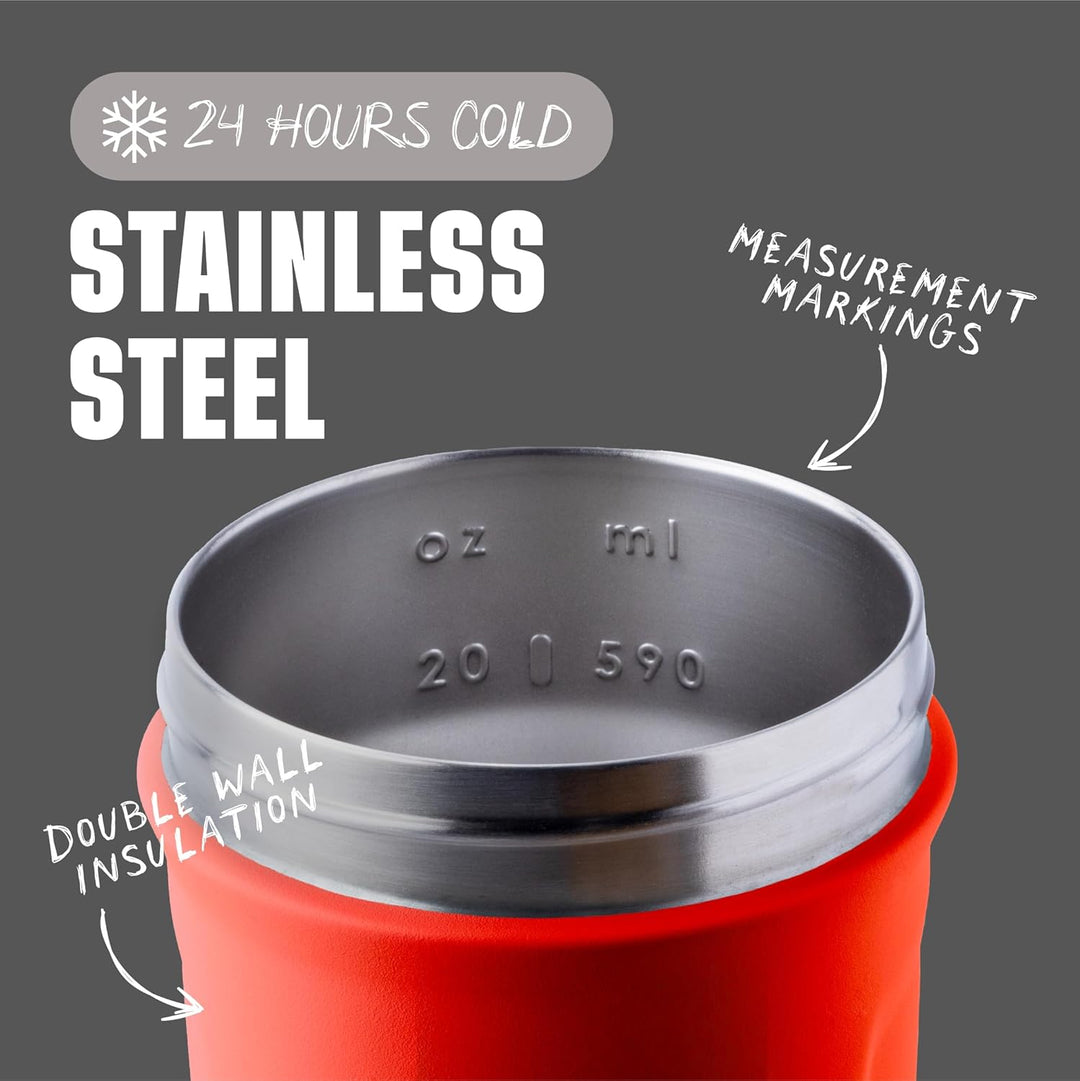 BlenderBottle Strada - Edelstahl Trinkflasche, Thermoflasche mit BlenderBall, Protein Shaker und Fit