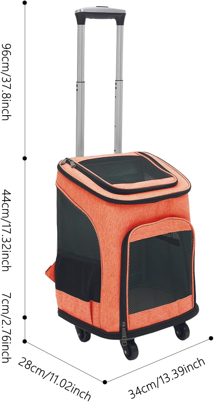 Haustier-Rucksack Mit Rädern, Hunderucksack Katzenrucksack mit Trolley 2 in 1 bis 9 kg,Rucksack Trol