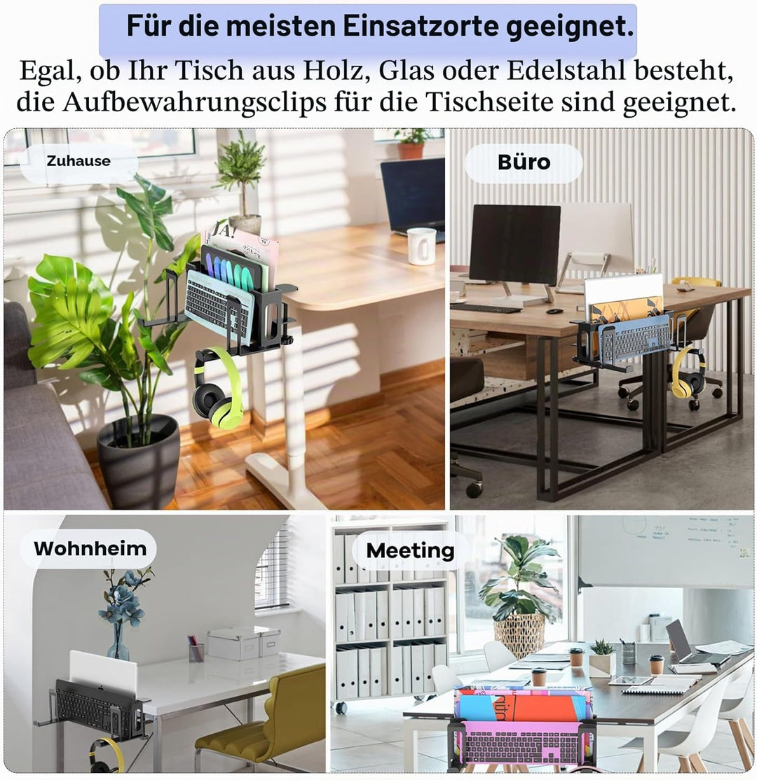 6 In 1 Schreibtisch Seitenaufbewahrung Ohne Bohrer Verstellbare Laptop Halterung, Zweilagig, Stahl,