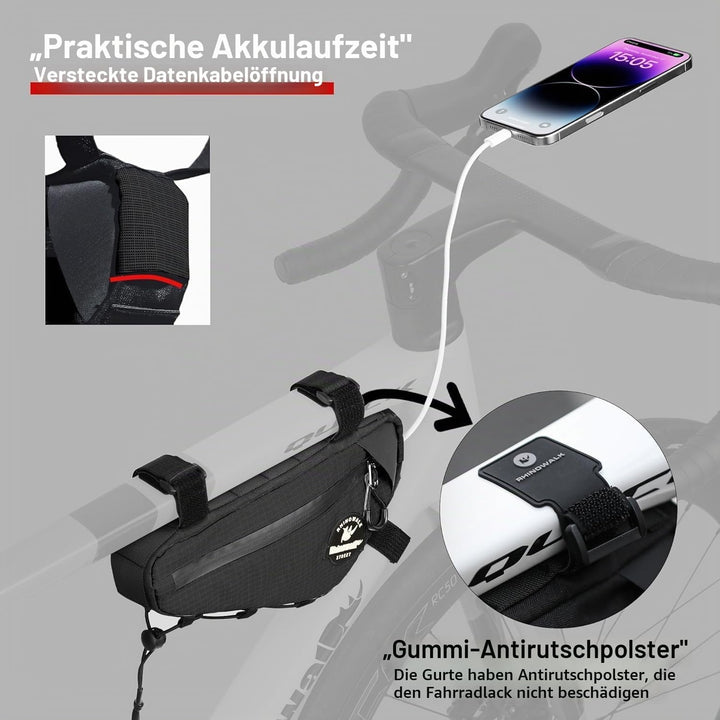 Rahmentasche Fahrrad Fahrradtasche Rahmen Dreiecktasche Rohrtasche Triangeltasche für Rennrad, Mount