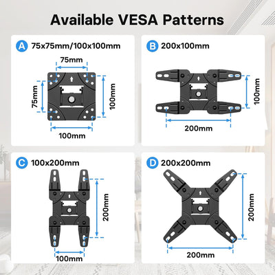 BONTEC TV Monitor Wandhalterung für 13-42 Zoll LED LCD OLED Flachbildschirm und Curved TVs bis zu 25
