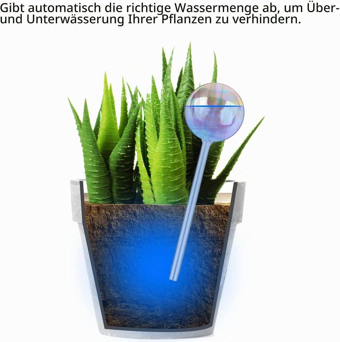 [4 Stück] Licht schillernder Regenbogen-Farbverlauf Farbe Klarglas Selbstbewässerung System Spikes,