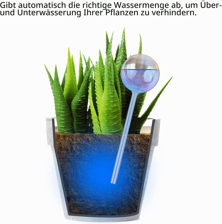 [4 Stück] Licht schillernder Regenbogen-Farbverlauf Farbe Klarglas Selbstbewässerung System Spikes,