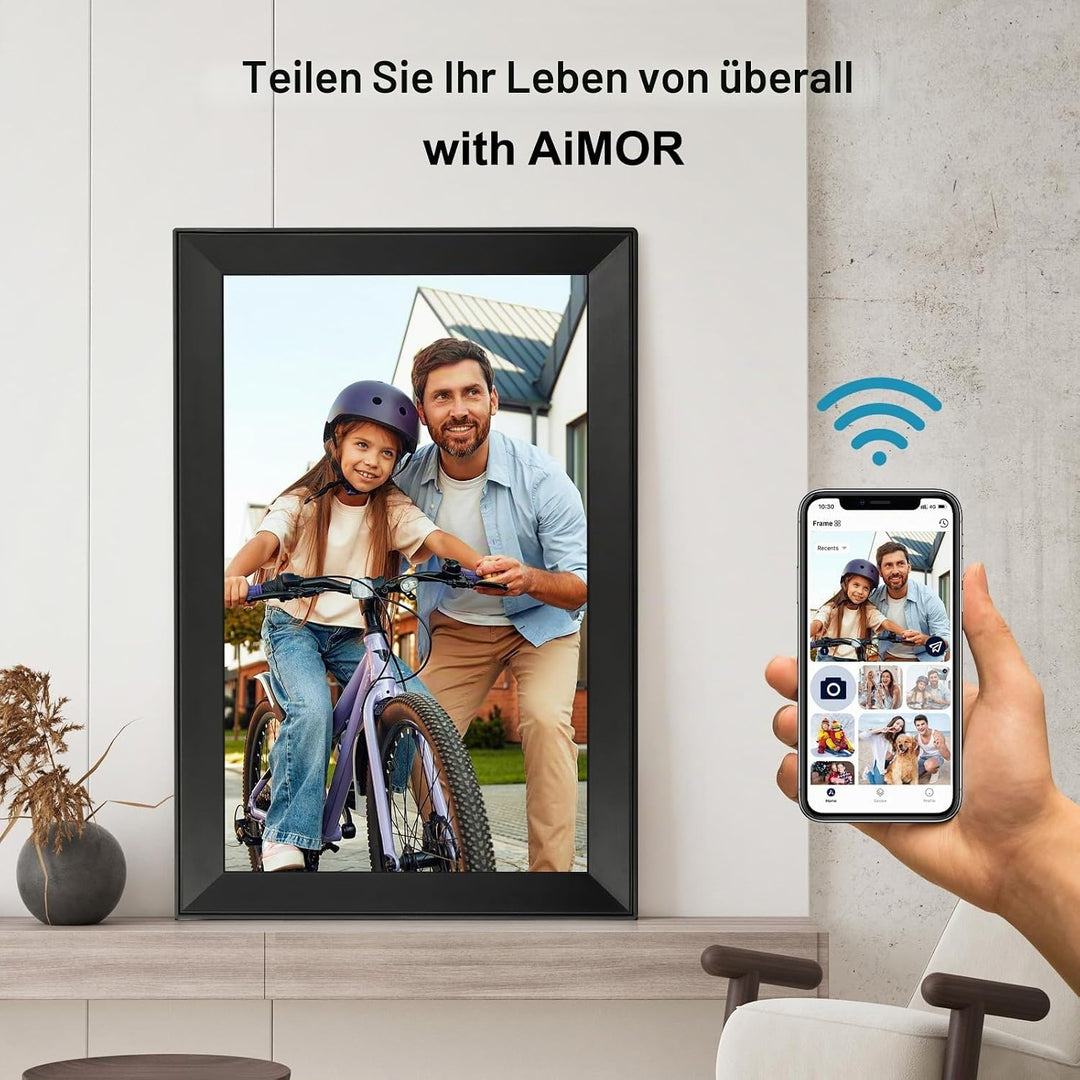 64 GB Digitaler Bilderrahmen mit 15,6-Zoll 1920 * 1080HD, automatischer Drehfunktion, WLAN Digitaler