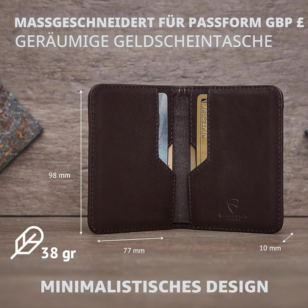 Vaultskin City Herren Ledergeldbörse mit RFID Blocker für Karten. Flaches Kartenetui für bis zu 9 EC