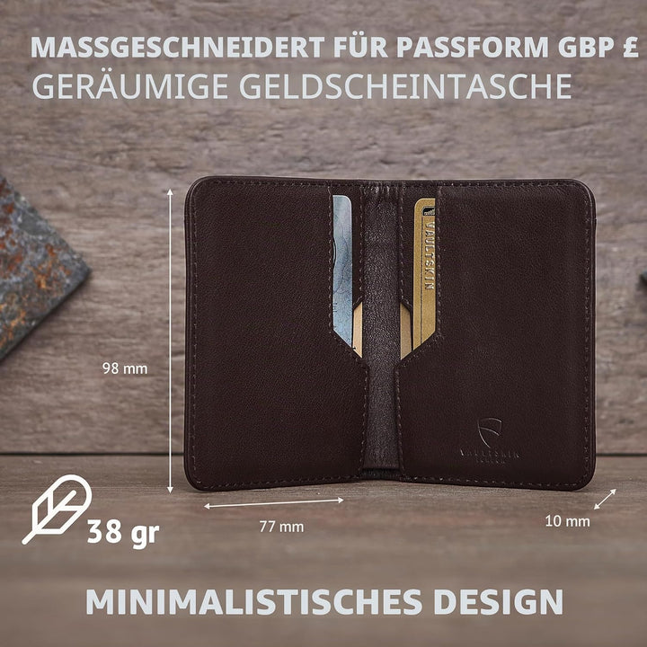 Vaultskin City Herren Ledergeldbörse mit RFID Blocker für Karten. Flaches Kartenetui für bis zu 9 EC