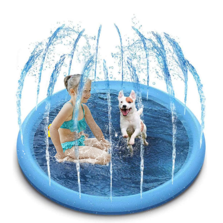 SUOXU Hundepool für Grosse &amp; Kleine Hunde,Planschbecken für Haustiere, 150cm,faltbar,Sprinkler-und S