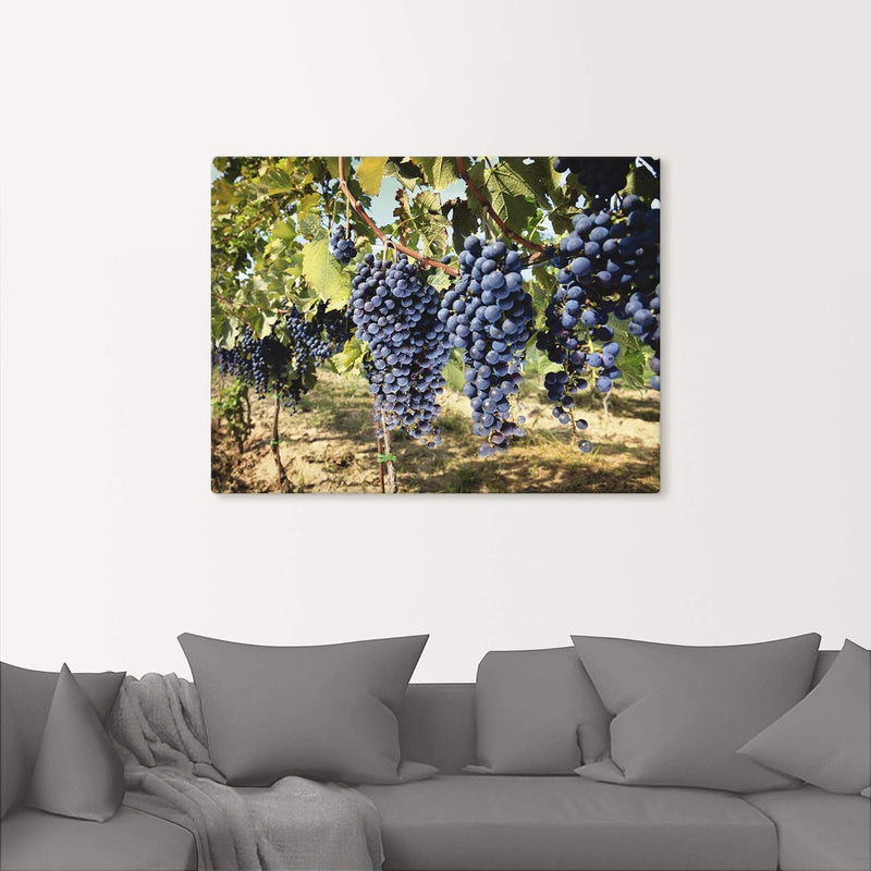 ARTland Leinwandbilder Wandbild Bild auf Leinwand 80x60 cm Natur Landschaft Toskana Weintrauben Früc