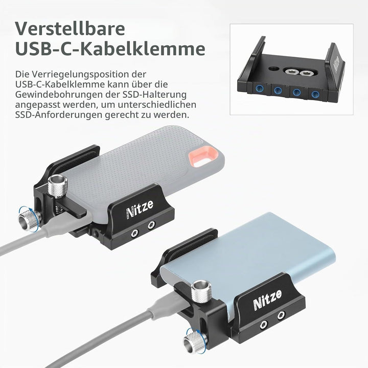 Nitze Universal SSD-Halter für Samsung T5 / T7 / T7 Shield / T9 SSD und SanDisk SSD, T5/T7 SSD-Halte