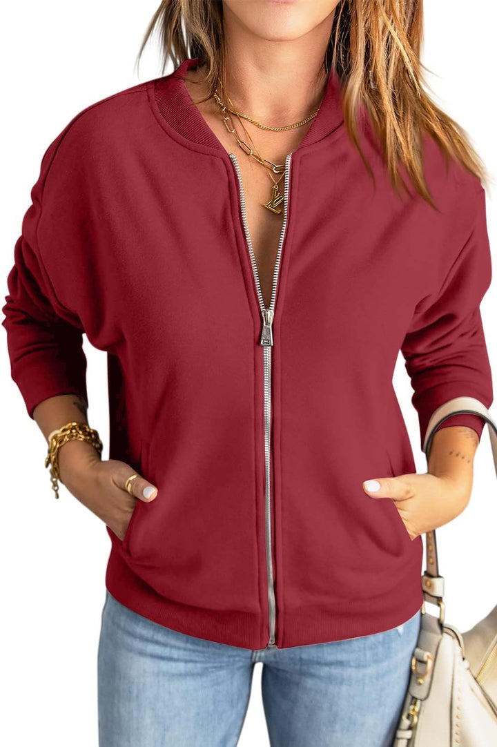 GeGekoko Zip Sweatshirt Damen übergrosse Jacket Sweatshirt Einfarbige Loose Langarm Tops Oberteile m