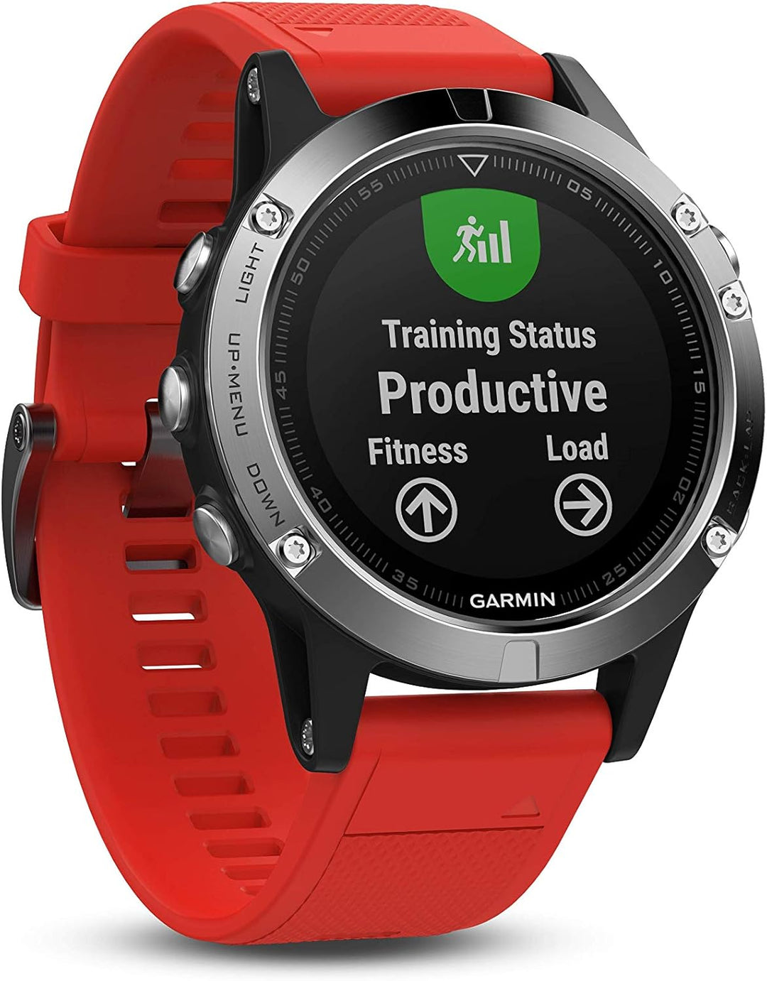 Garmin Fenix 5 - Multisport watch with HR and GPS, 47 mm, Silver pack 2 straps (Black and red)