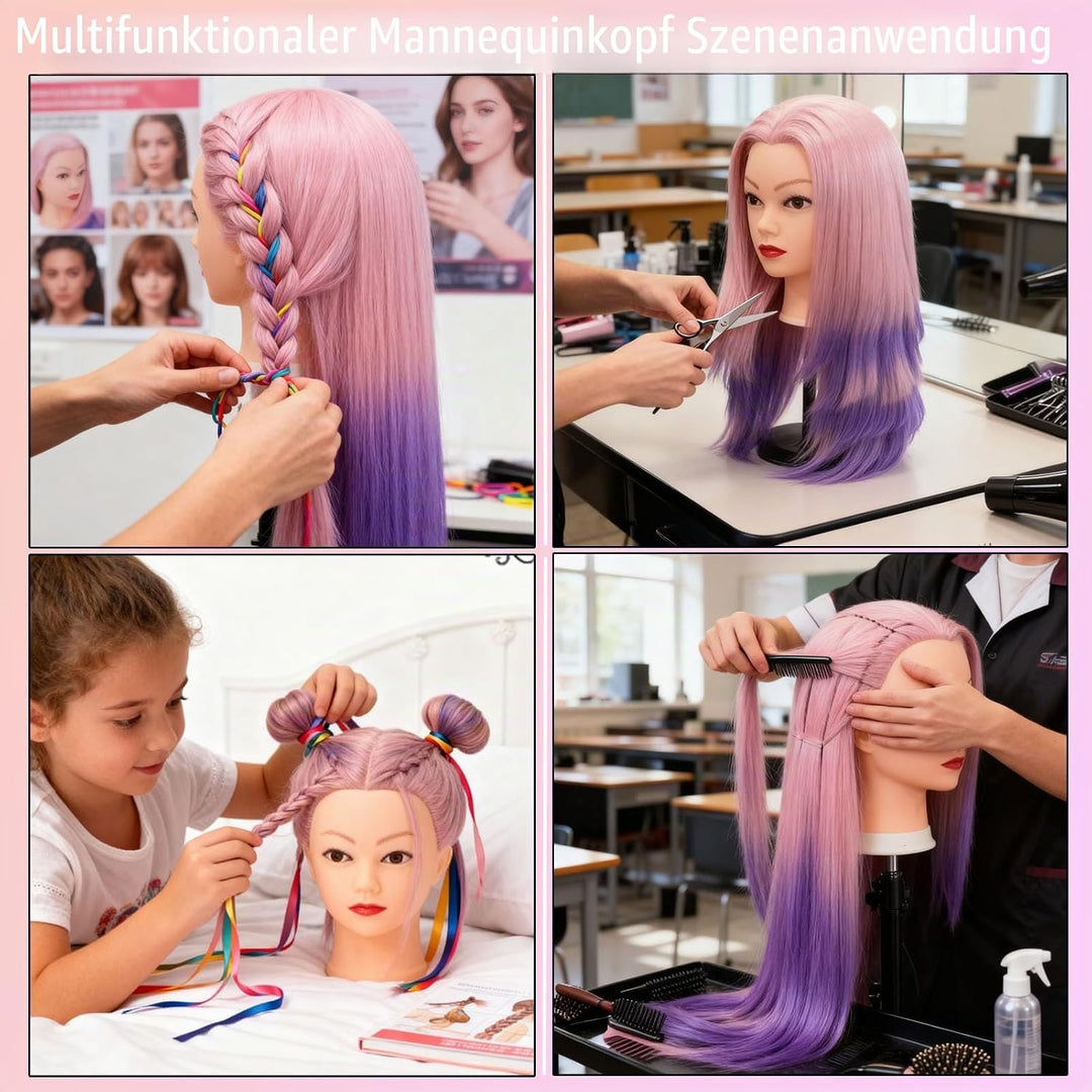 TopDirect 73,7 cm Haarpuppenkopf für Kosmetologie-Training, mit Klemmhalter und Styling-Werkzeugen r