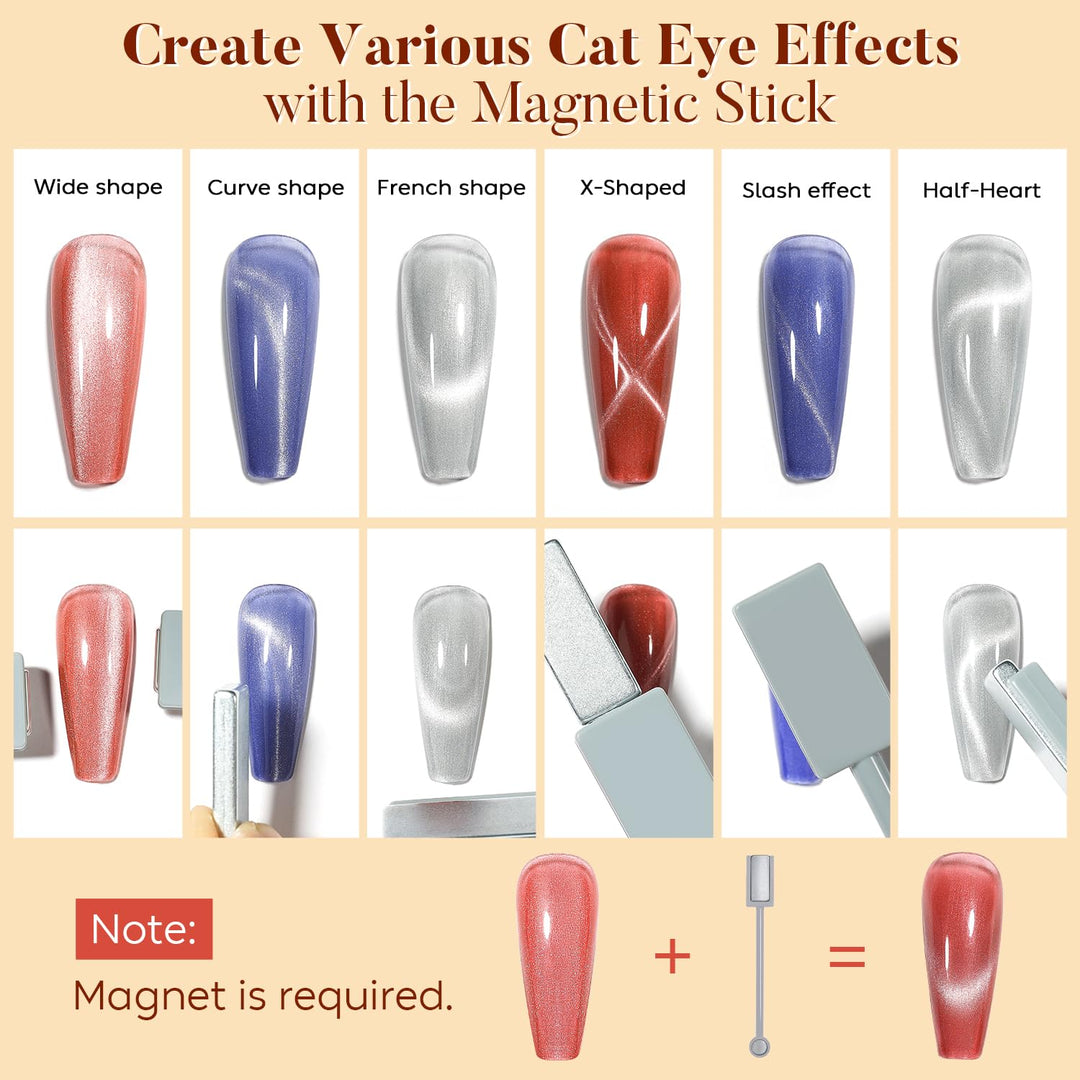 Nicedeco Cat-Eye-Gel-Nagellack-Set, Magnetischer Gel-Nagellack UV/LED Auswaschbar, Nagelkunst Manikü