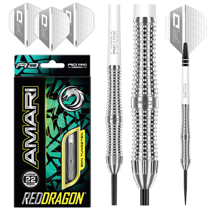 RED DRAGON Amari Wolfram Professional Darts Set mit Flights and Nitrotech Shafts (Stems) 22.0 Gramm,