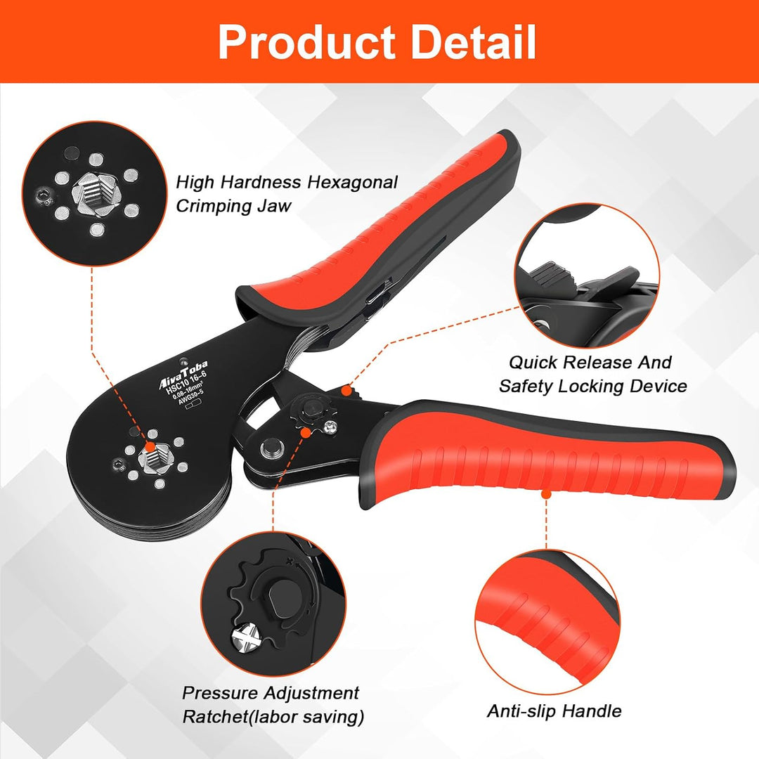 Crimpzange Aderendhülsen Set für 0.08-16mm²mit 1250 Stück Aderendhülsen, Aderendhülsenzange, Crimpza