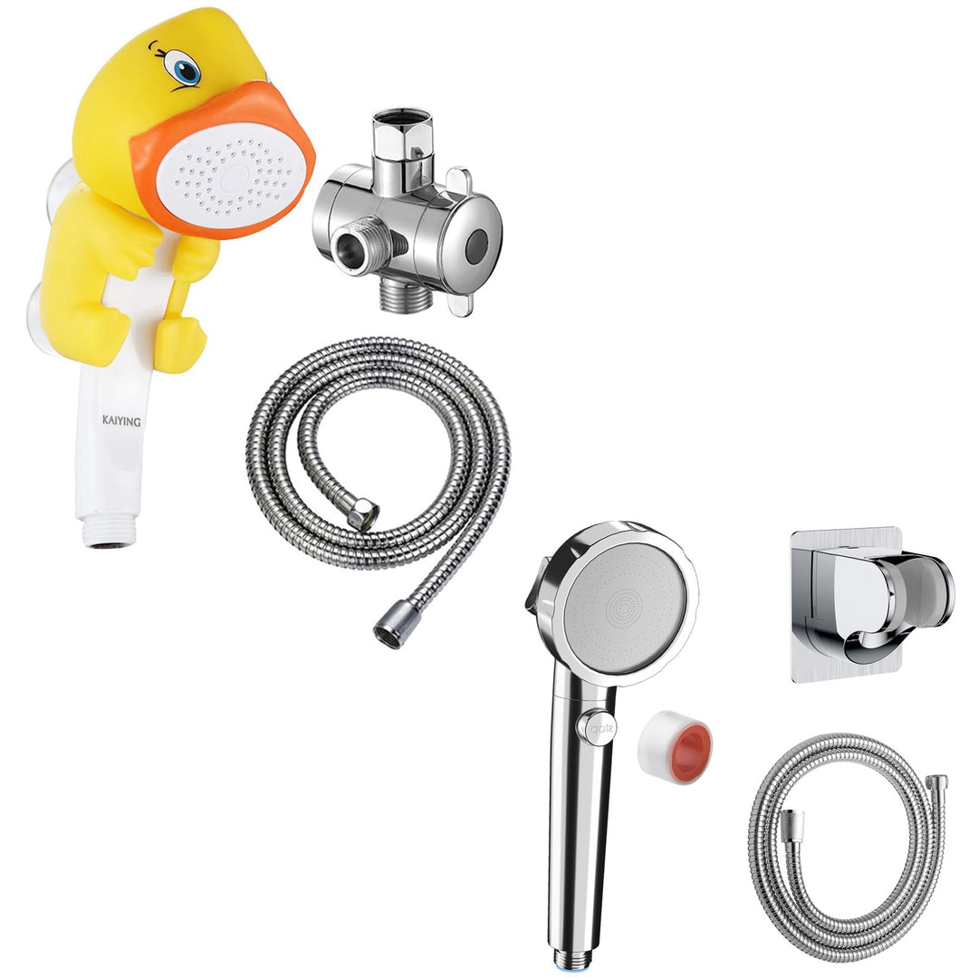 KAIYING Duschköpfe für Kinder (Ente) & KAIYING Wassersparender Duschkopf mit Filter Gegen Kalk (Chro